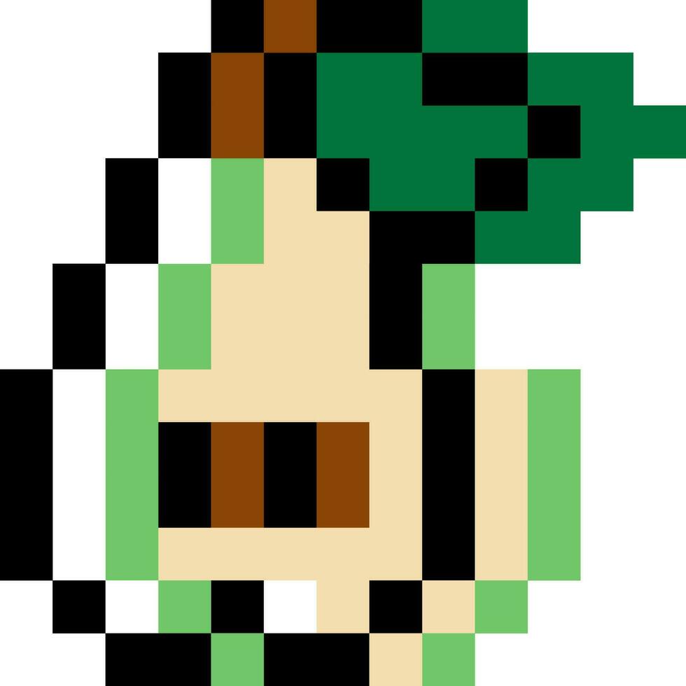 Avocado cartoon icon in pixel style. vector