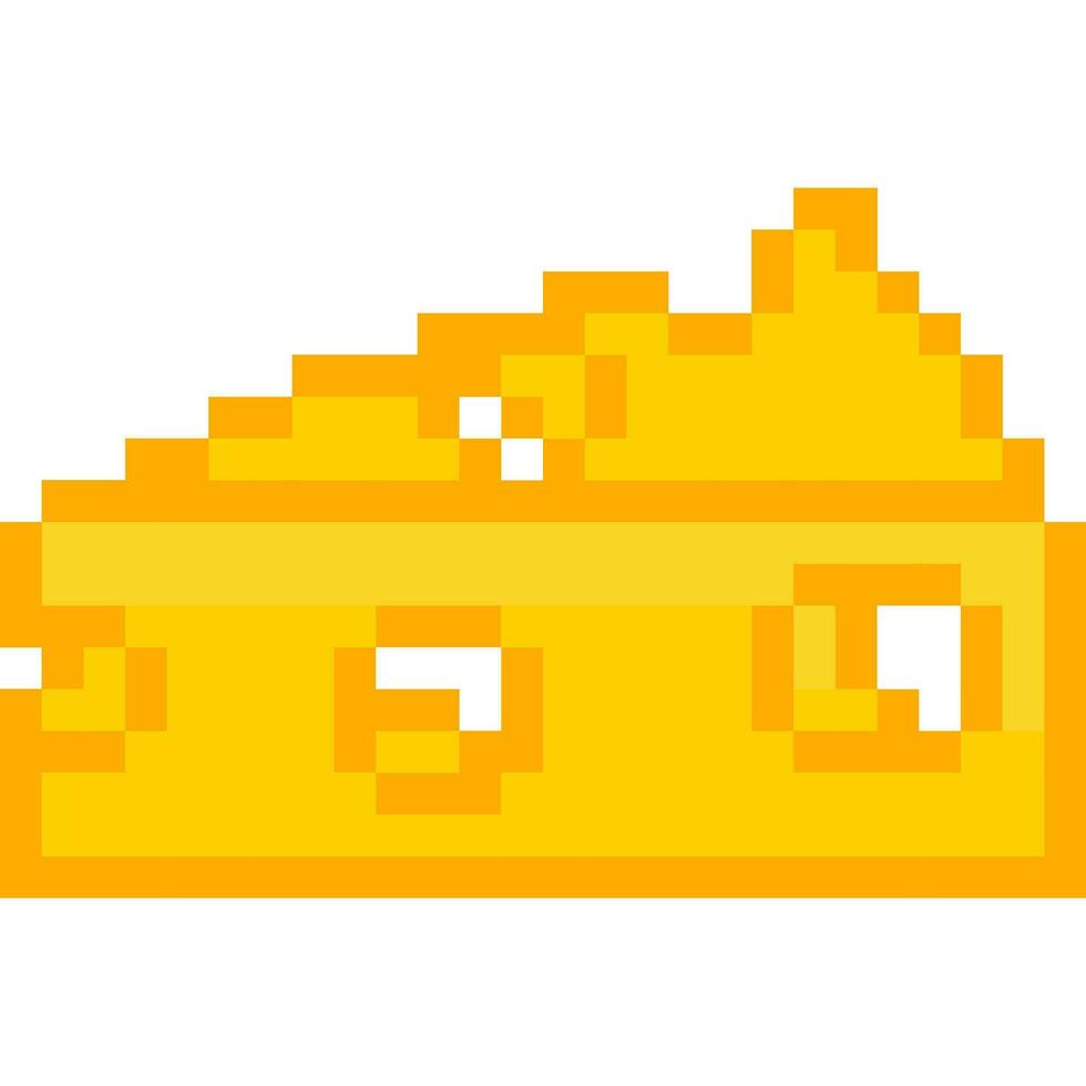 Cheese cartoon icon in pixel style. vector