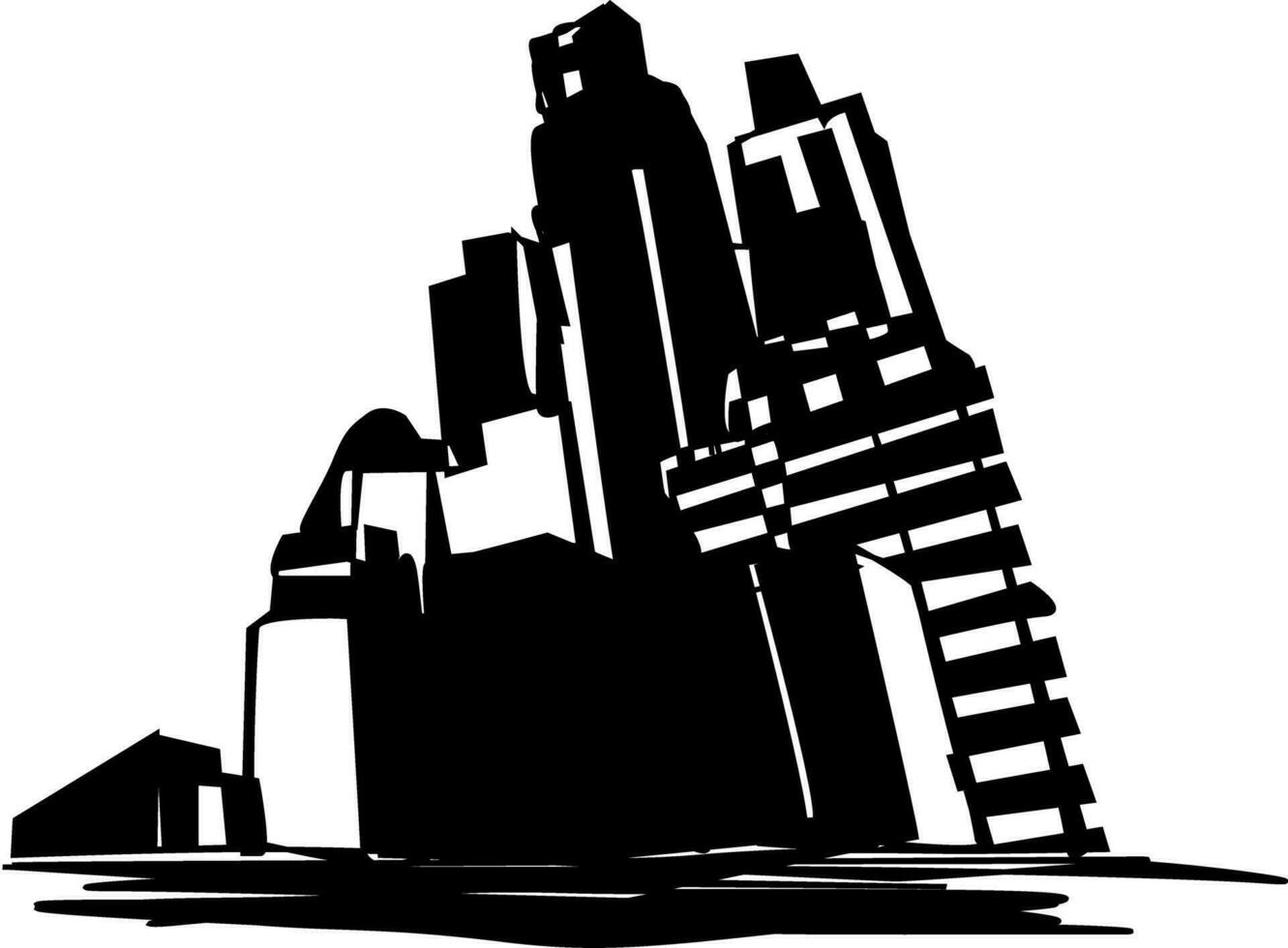 black and white city skyline vector