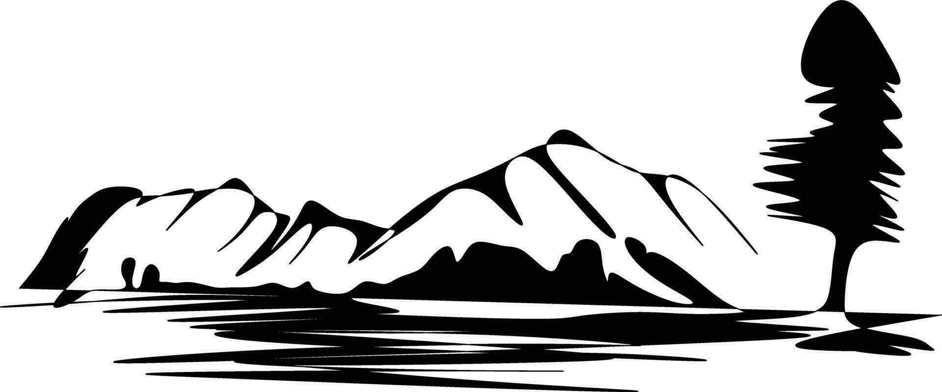Drawing skecth of the mountain vector