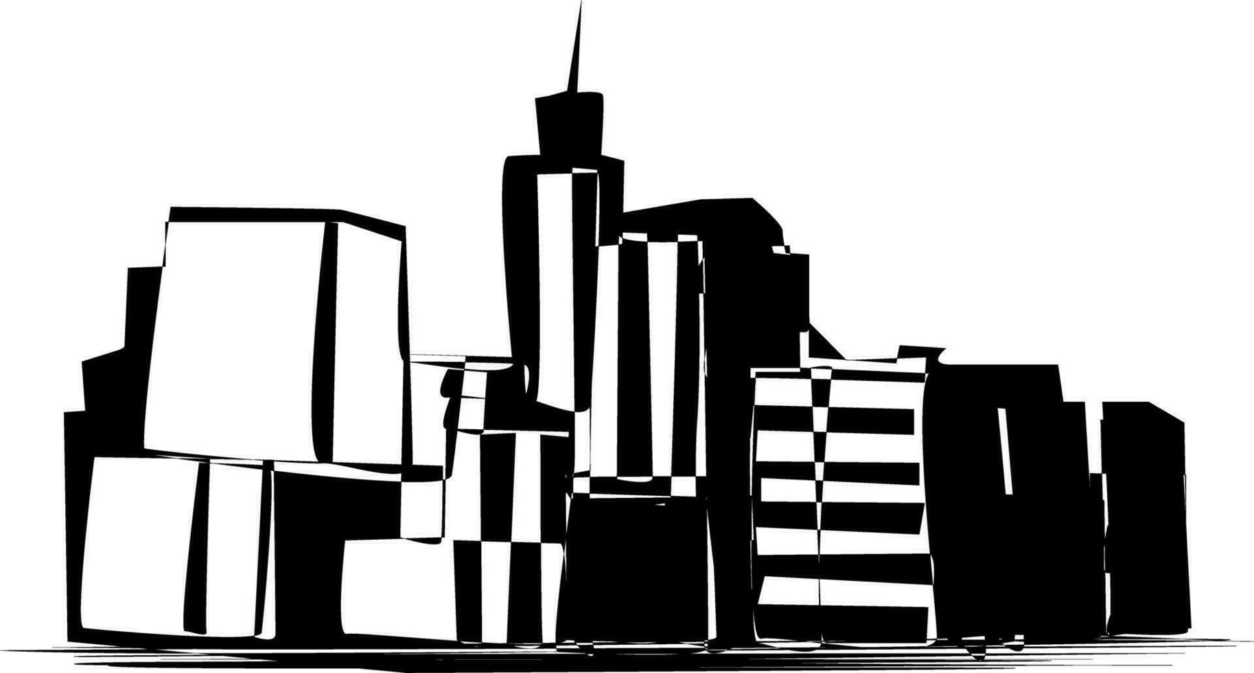 black and white city skyline vector
