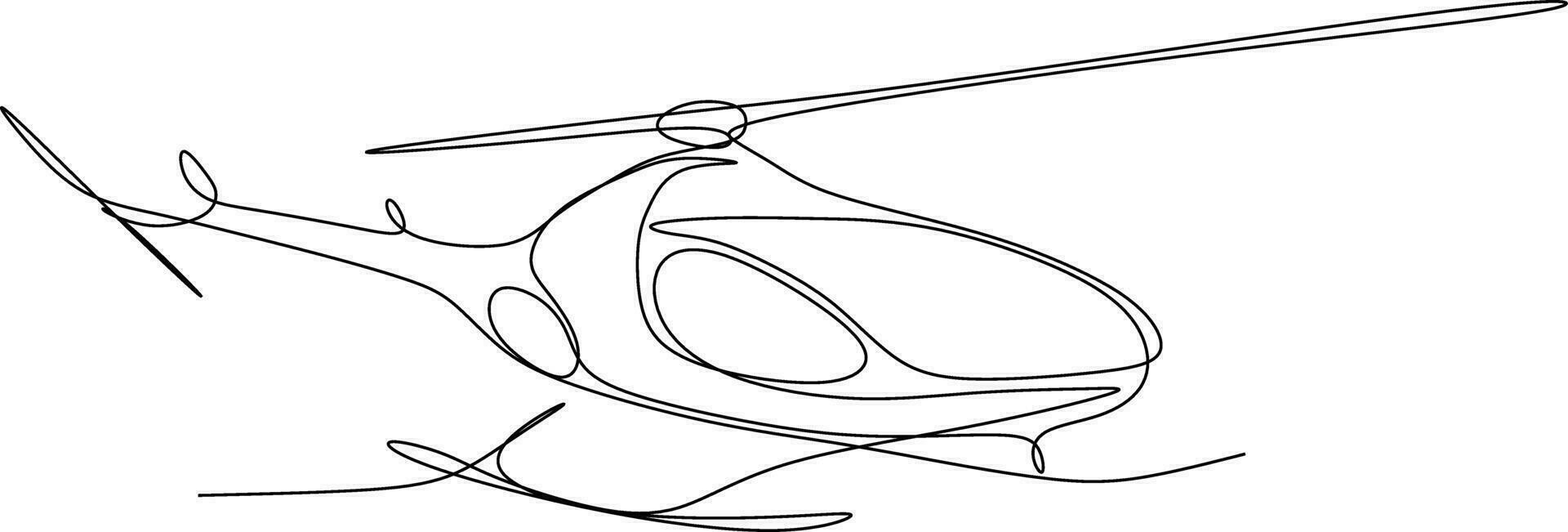 One line art. continues line art. hand drawn sketch of a helicopter vector