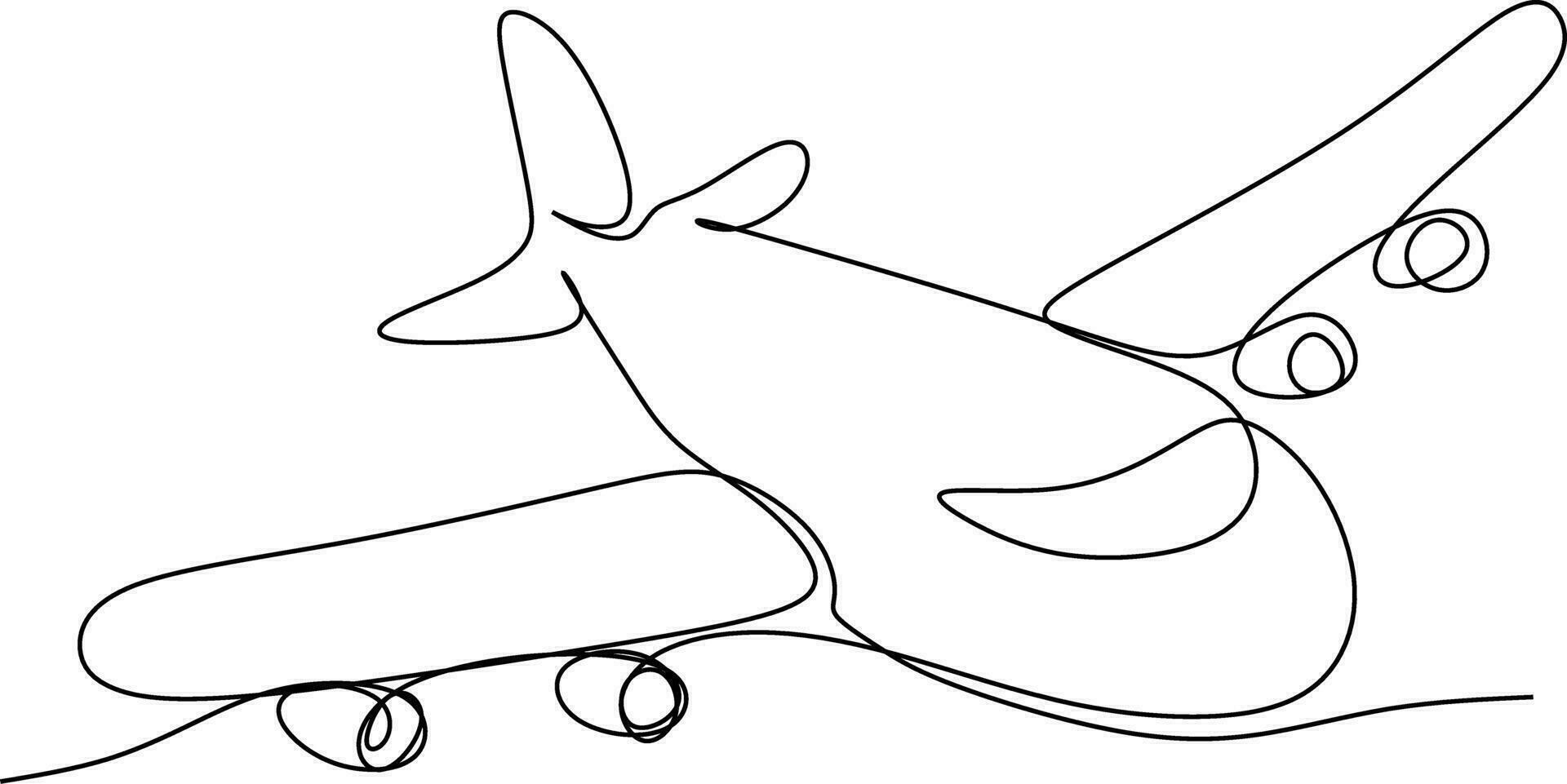 One line art. continues line art. illustration of a airplane vector