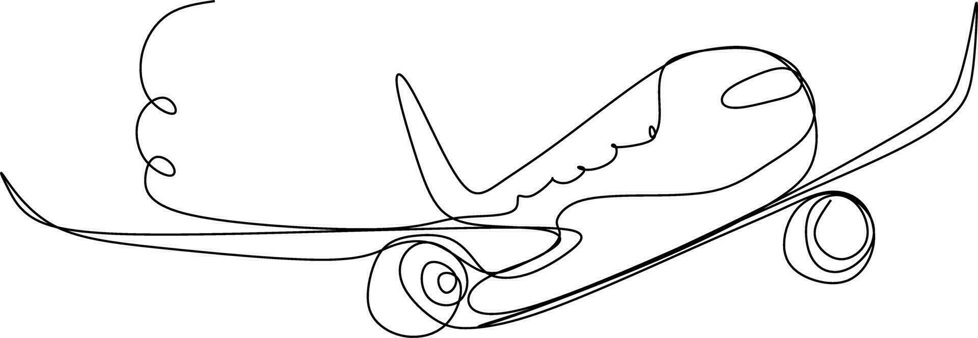 One line art. continues line art. illustration of a airplane vector