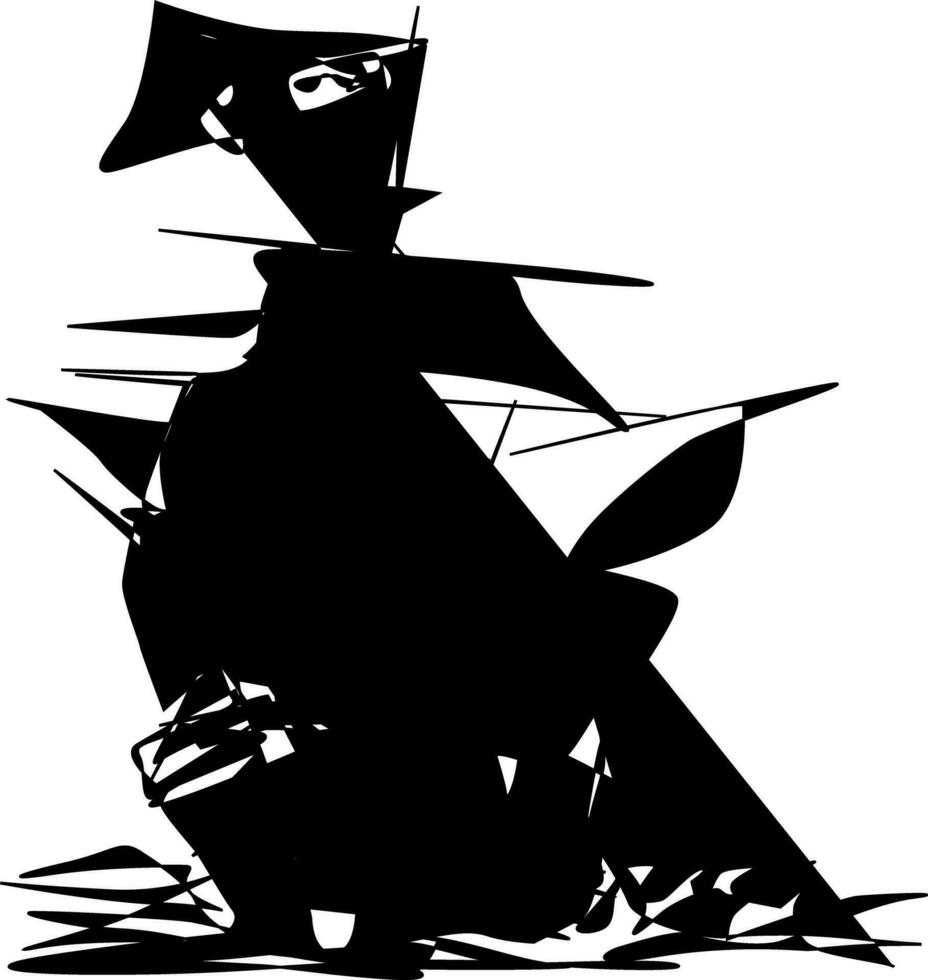 A black-and-white silhouette of a ship vector