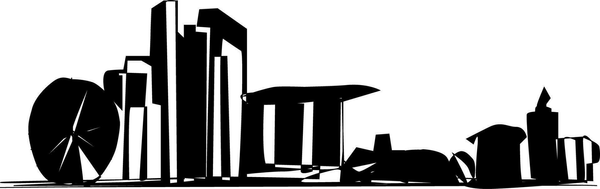 black and white city skyline vector