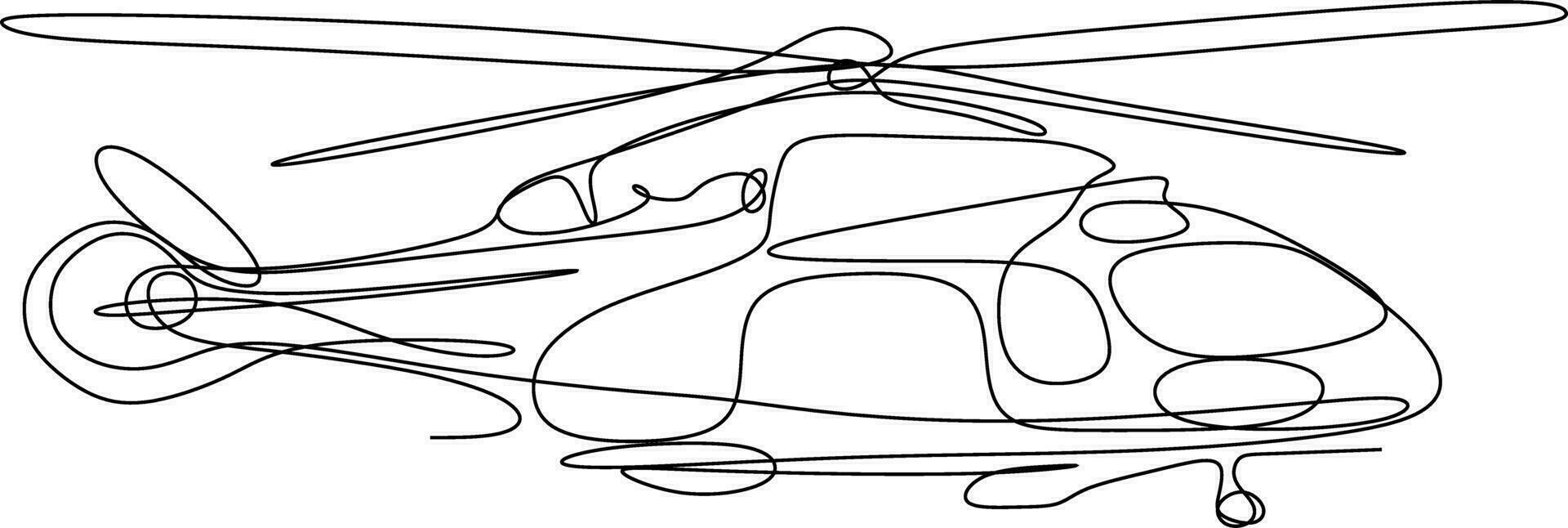 One line art. continues line art. hand drawn sketch of a helicopter vector