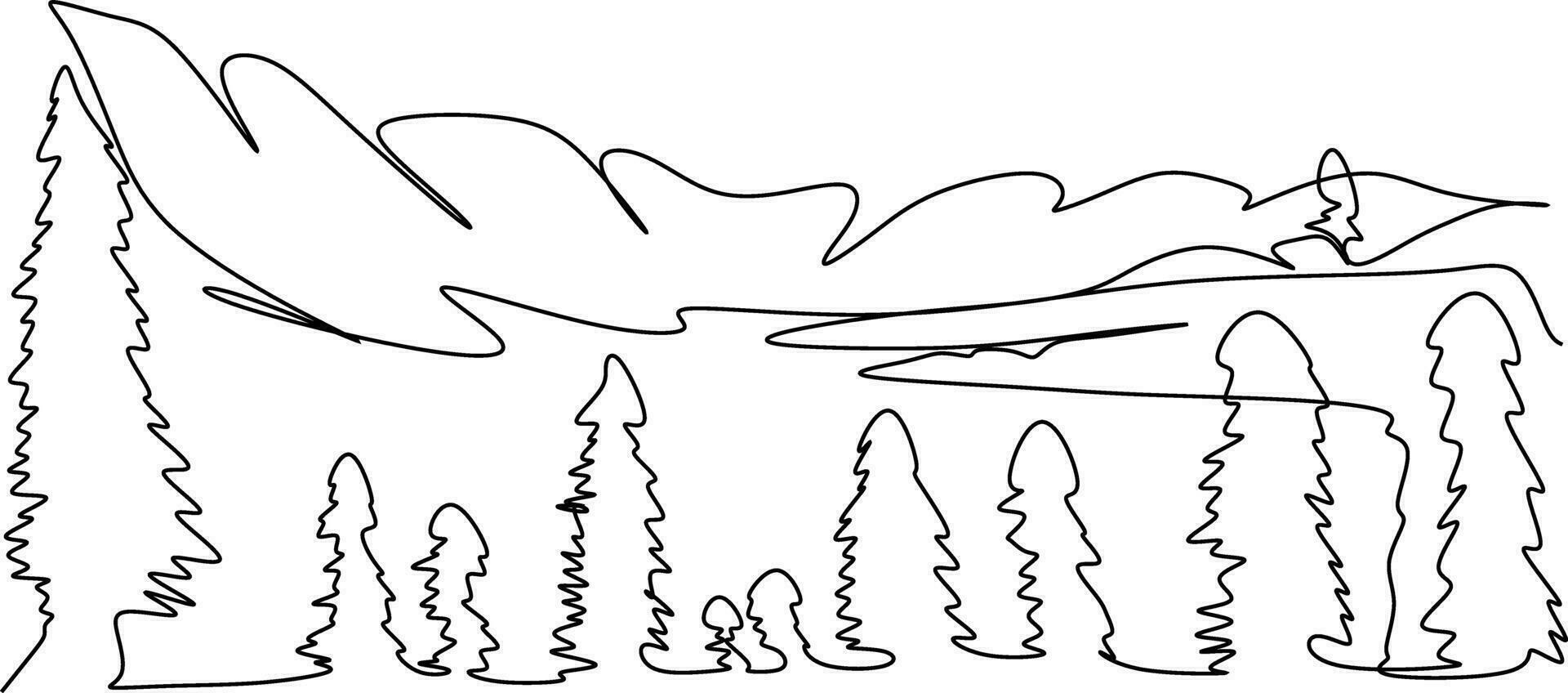 Drawing skecth of the mountain vector