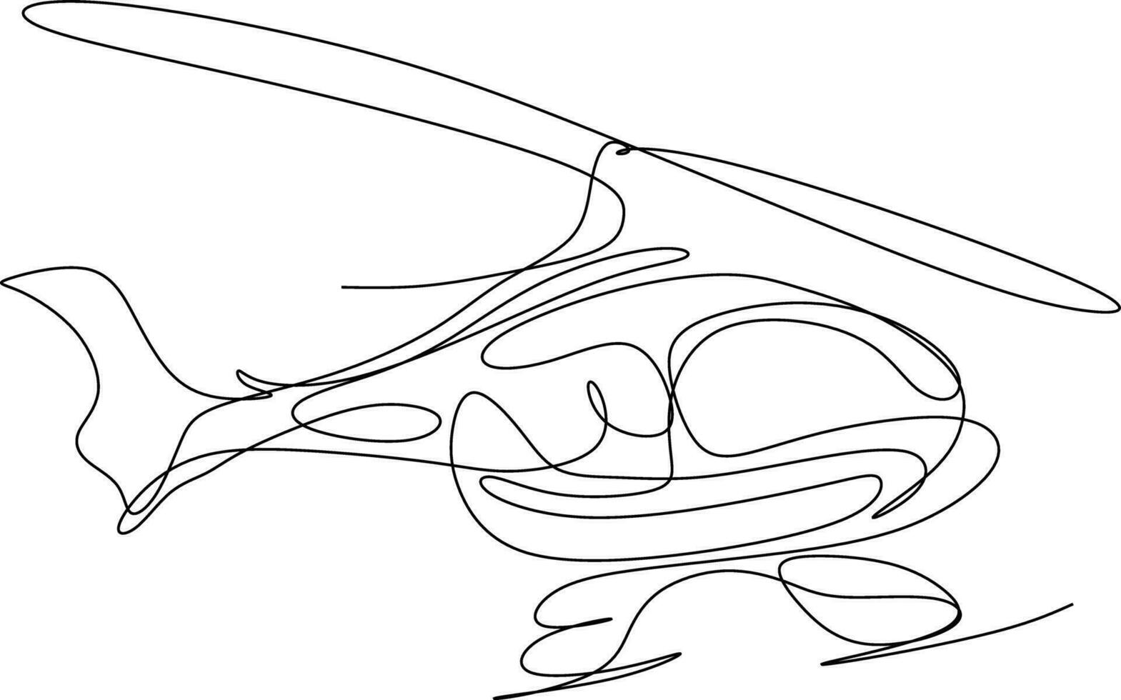 One line art. continues line art. hand drawn sketch of a helicopter vector