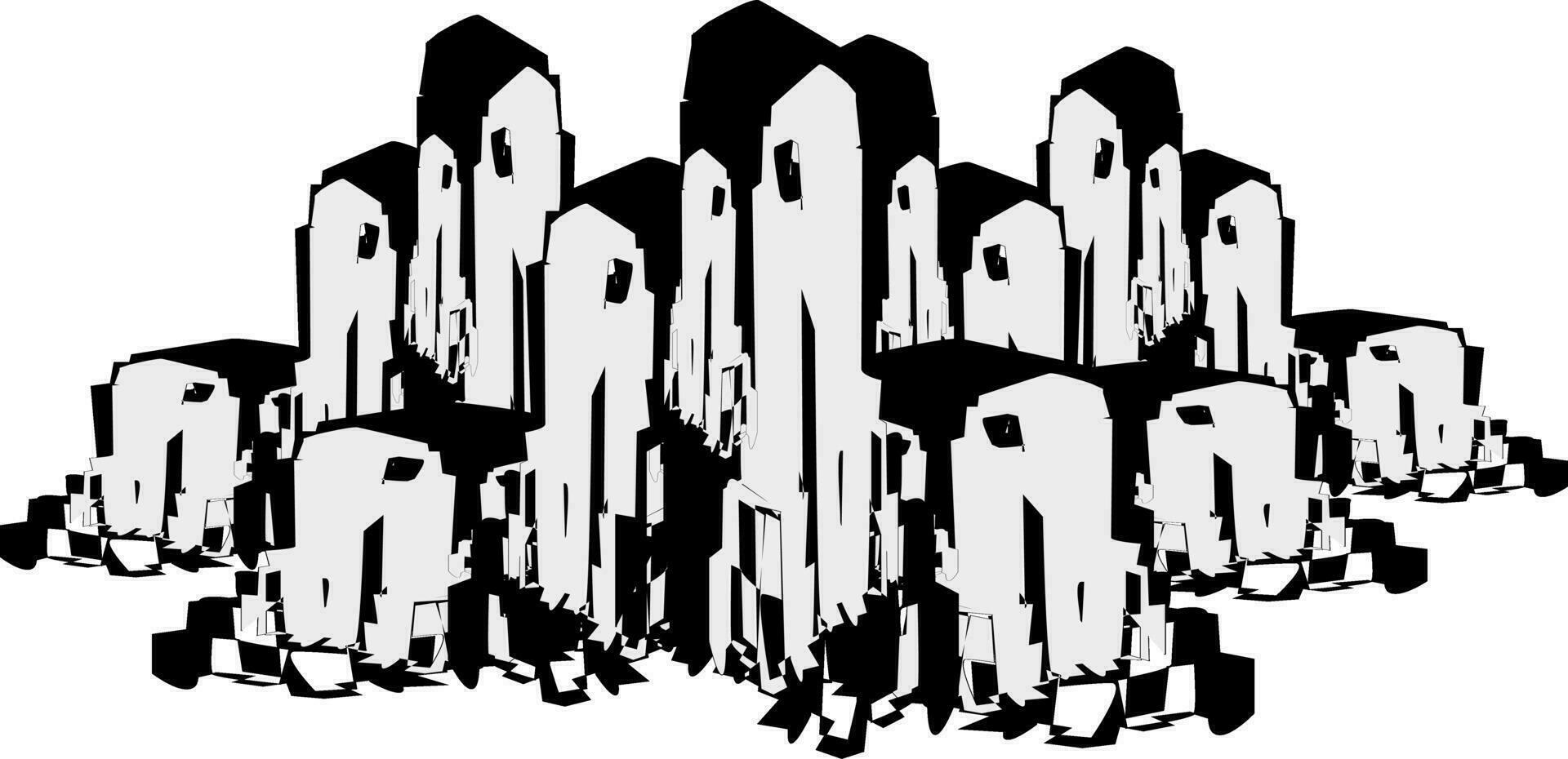 black and white city skyline vector