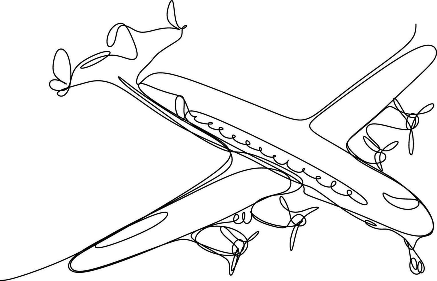 One line art. continues line art. illustration of a airplane vector