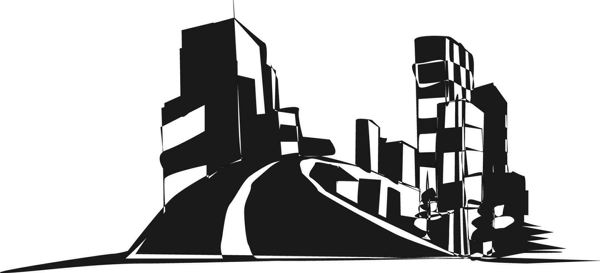 black and white city skyline vector