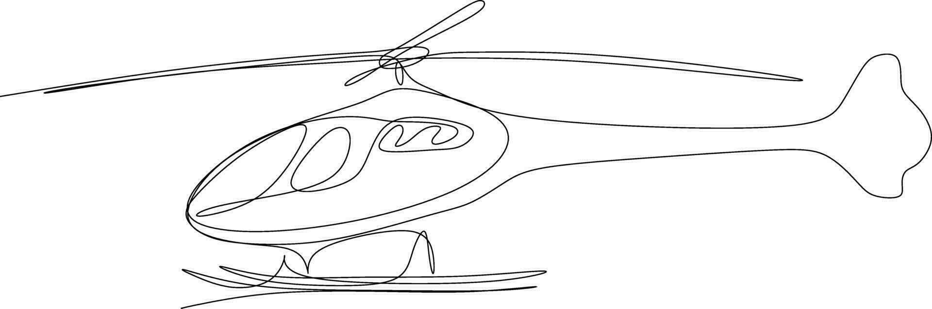 One line art. continues line art. hand drawn sketch of a helicopter vector