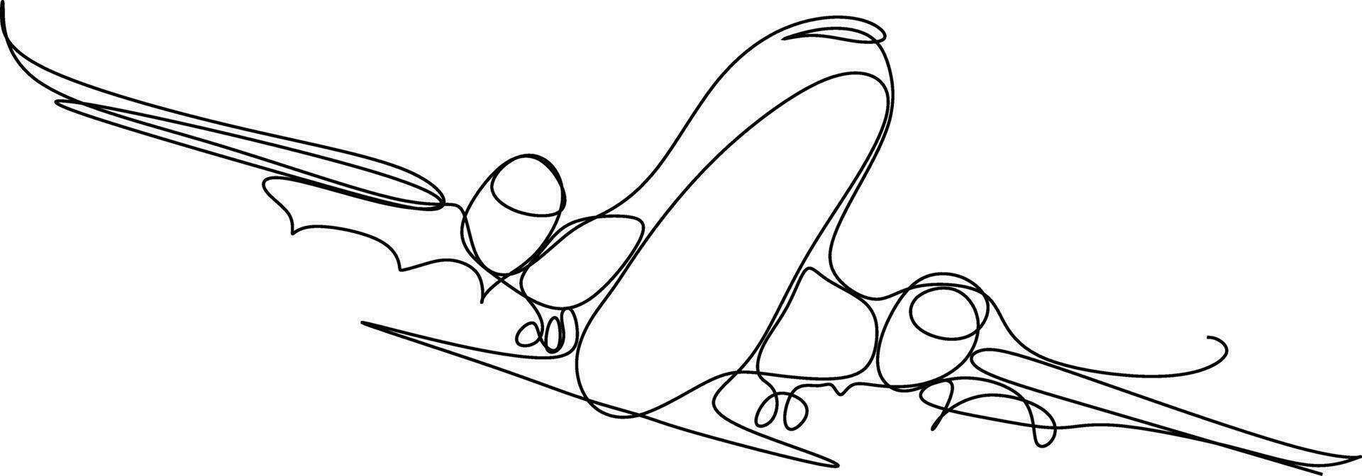 One line art. continues line art. illustration of a airplane vector