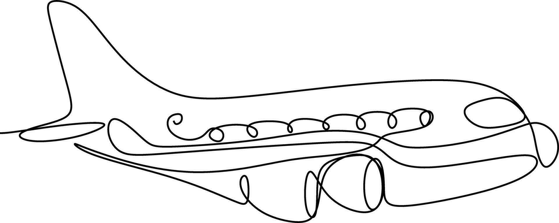 One line art. continues line art. illustration of a airplane vector