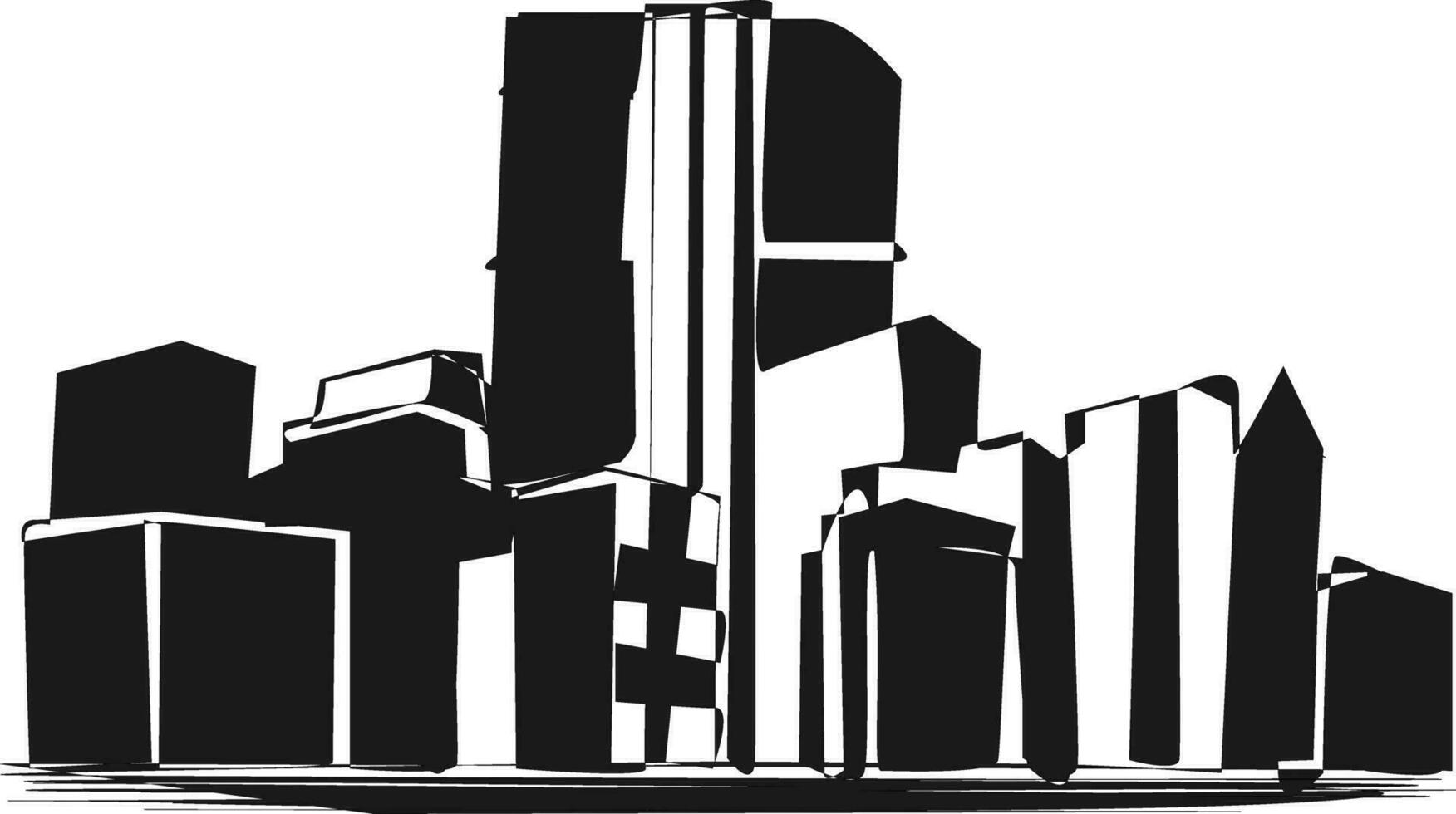 horizonte de la ciudad en blanco y negro vector