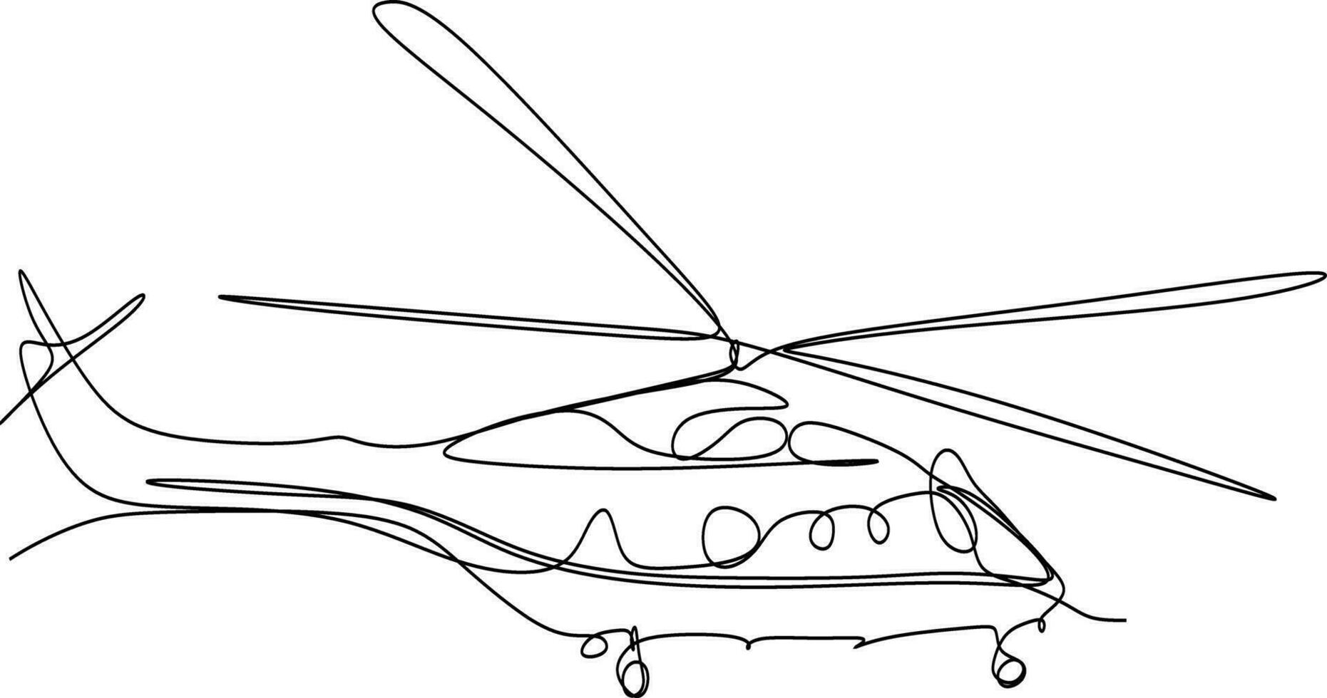 One line art. continues line art. hand drawn sketch of a helicopter vector