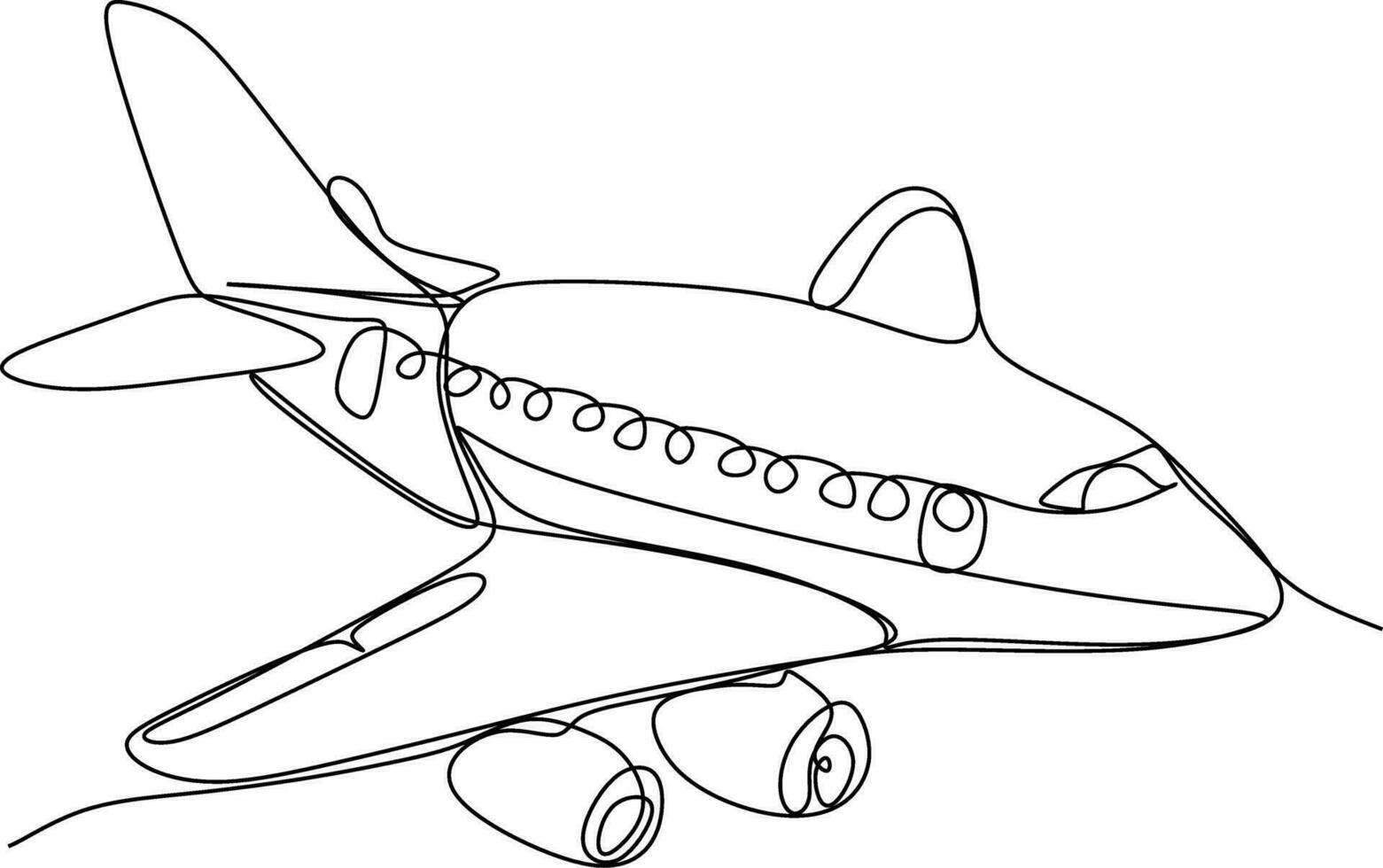 One line art. continues line art. illustration of a airplane vector