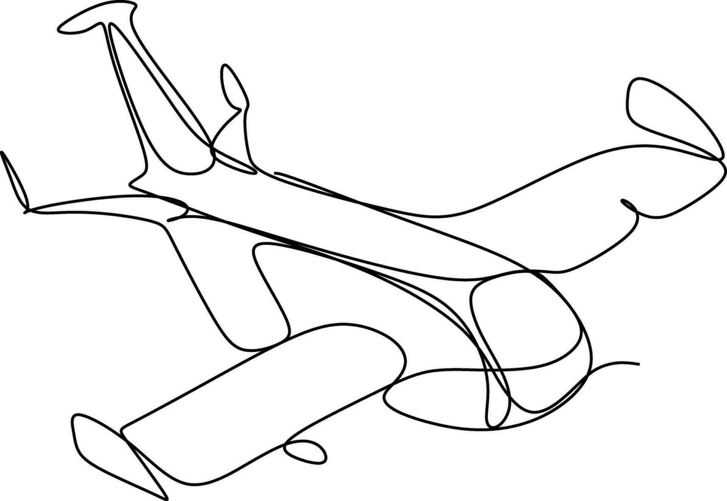 One line art. continues line art. illustration of a airplane vector