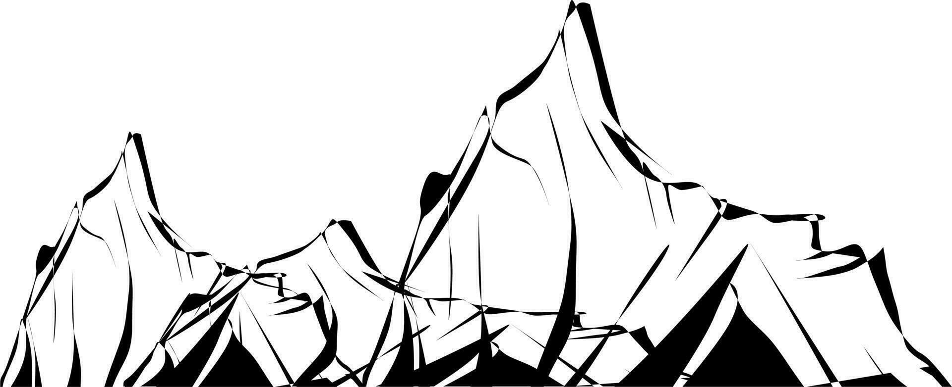 Drawing skecth of the mountain vector