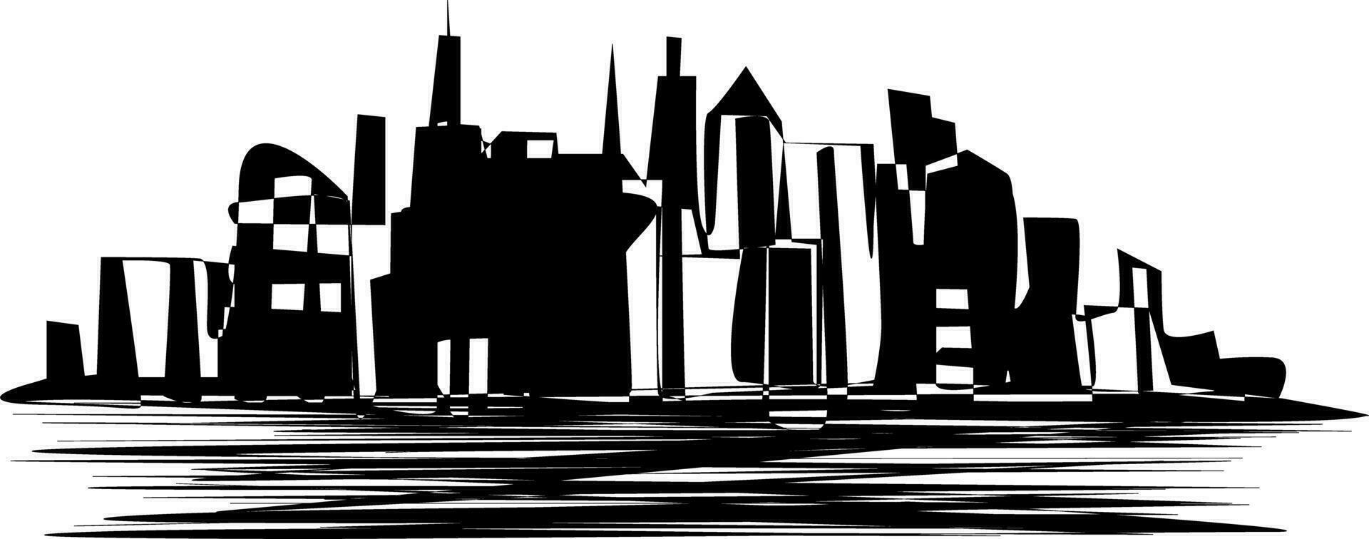 black and white city skyline vector