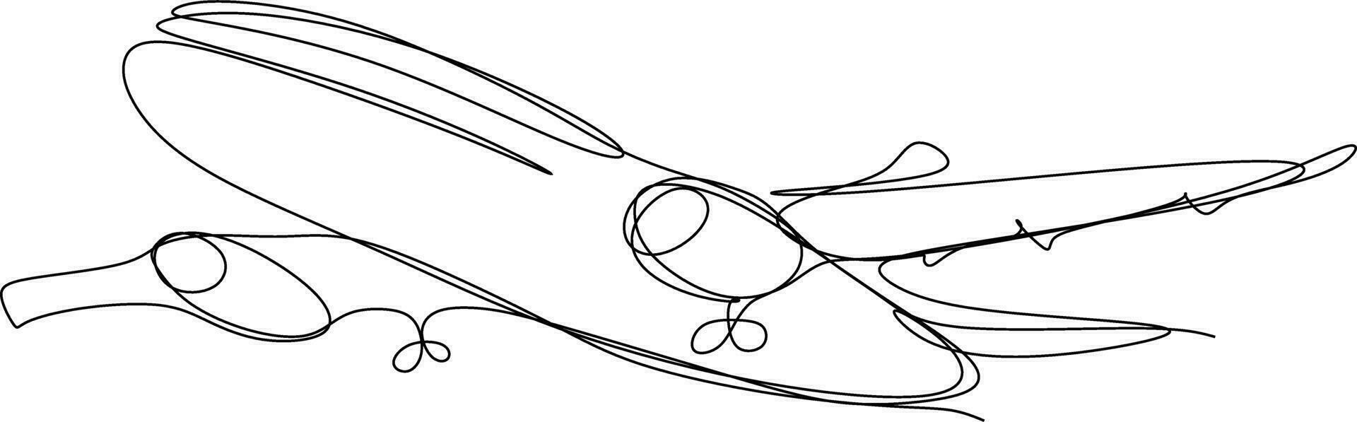 One line art. continues line art. illustration of a airplane vector