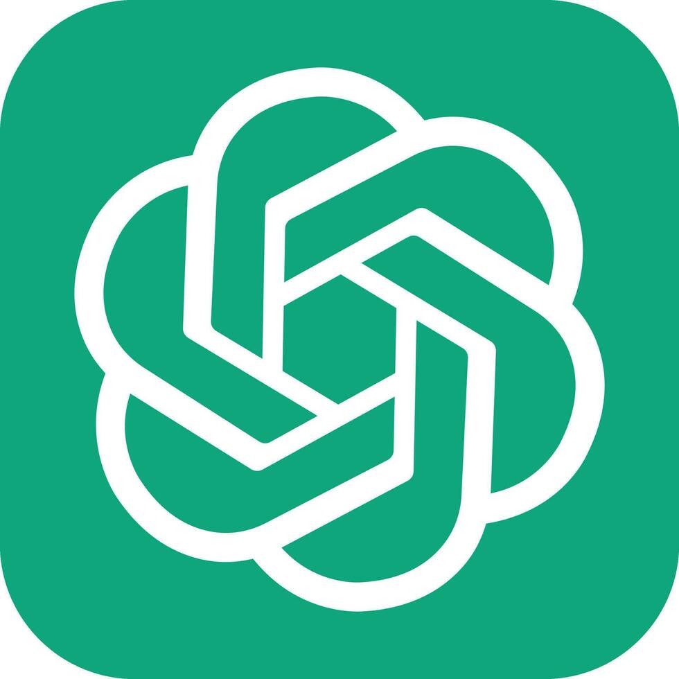 Chatgpt logo, Open AI logotype, AI chatbot, Chat GPT app. AI Artificial intelligence chatbot services logo company. Stock vector