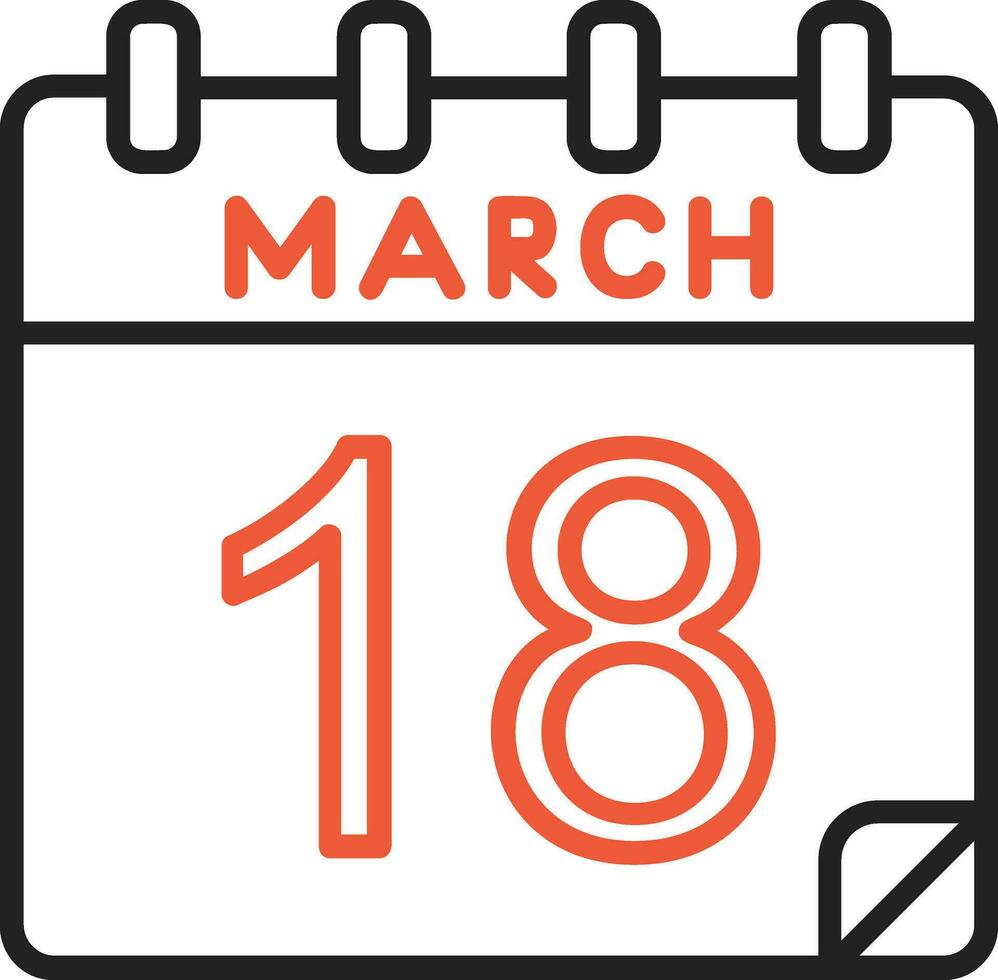 18 March Vector Icon