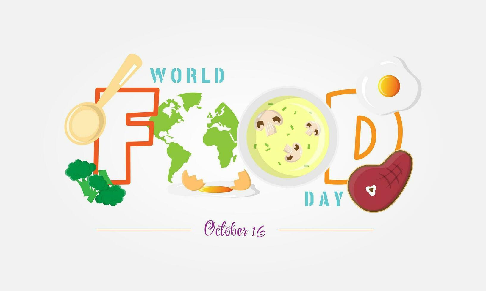 World Food Day poster with food elements vector