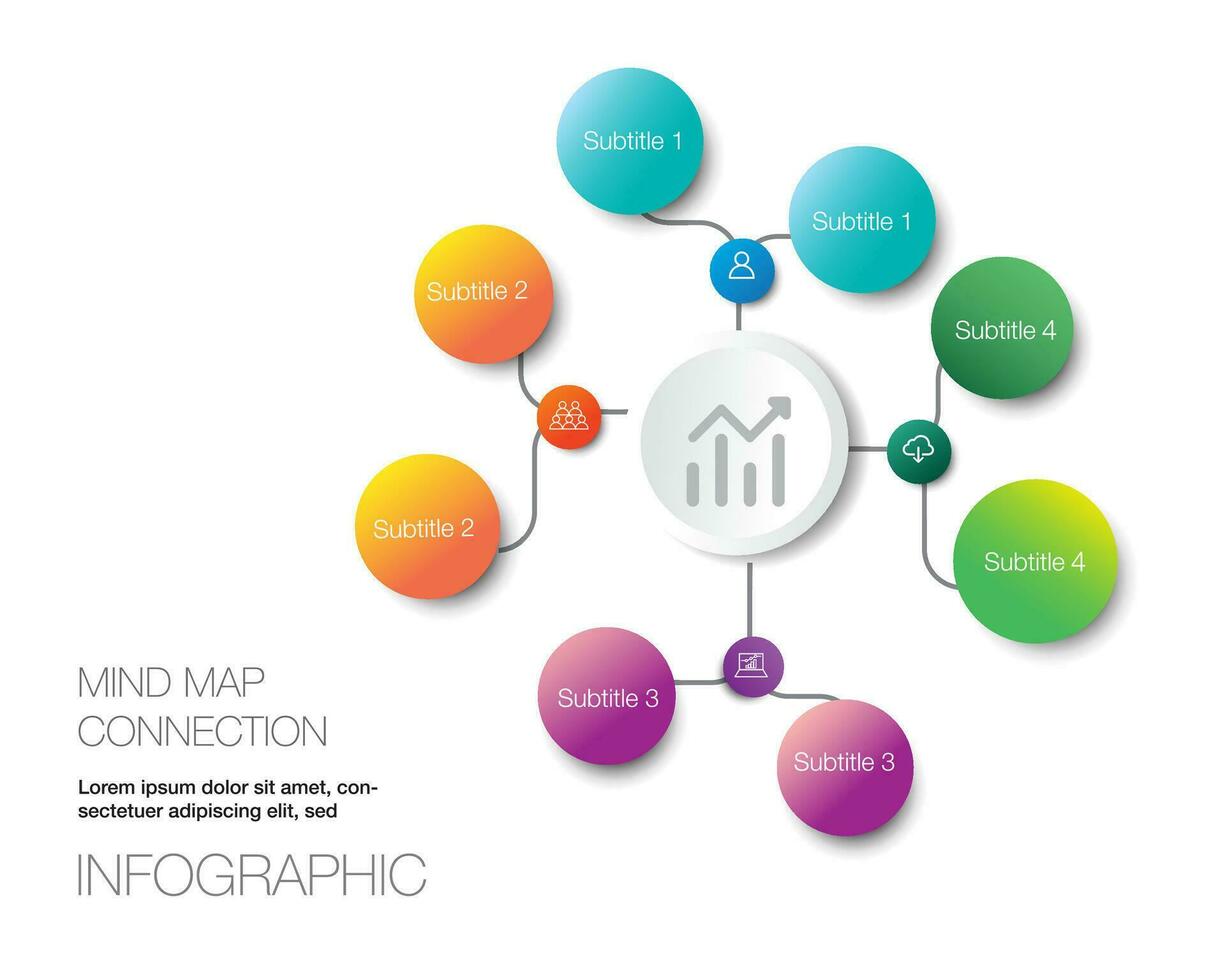 colorful mind map infographic connection vector