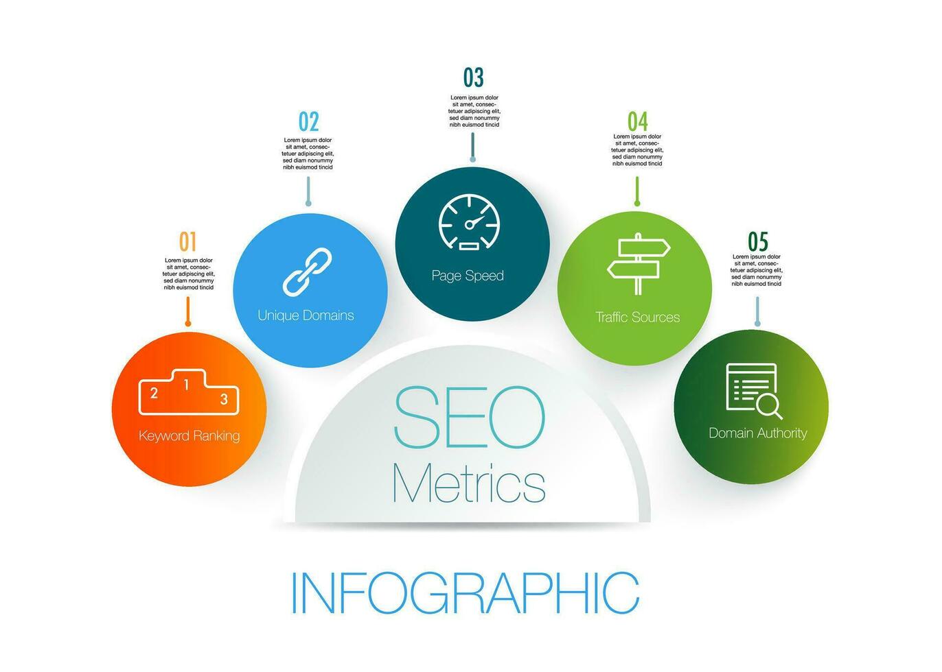 Infographic template for 5 Steps Search Engine Optimization business vector