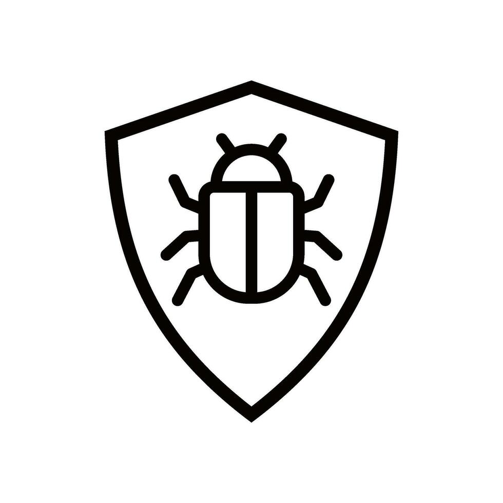 bug shield outline style vector icon