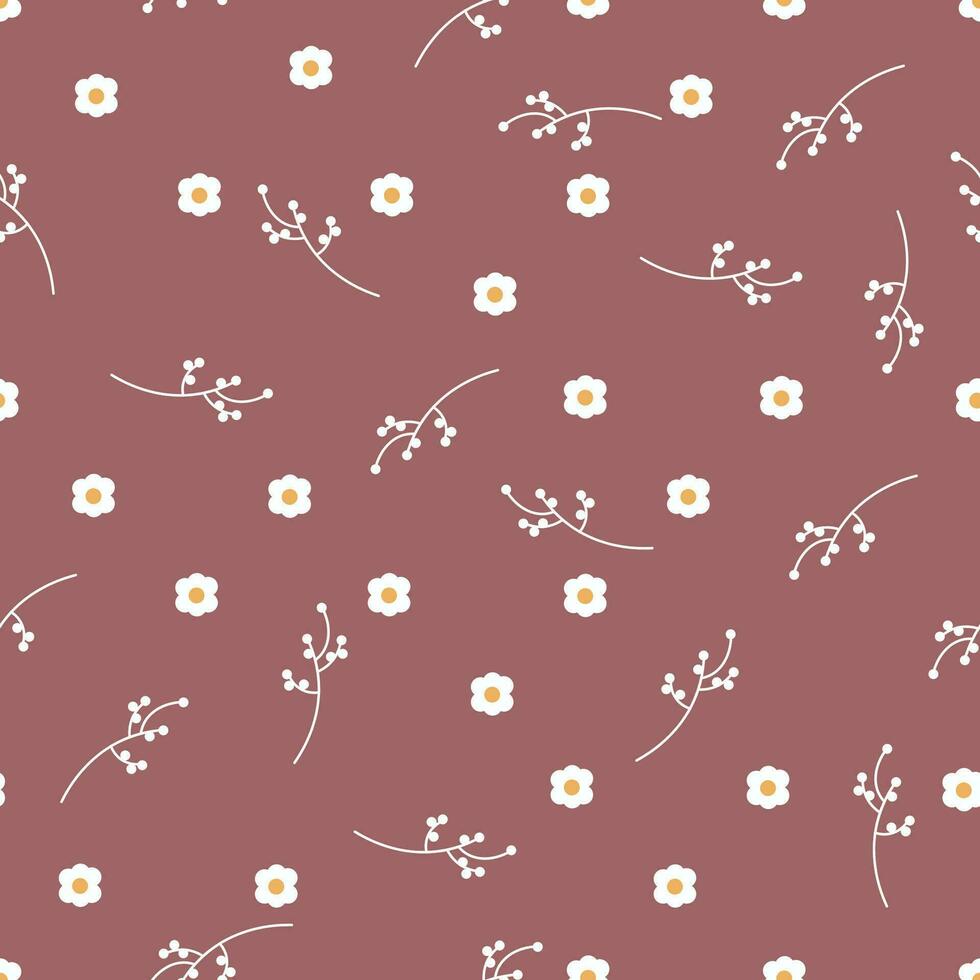 Vector seamless pattern with small flower design in cartoon style design for textile