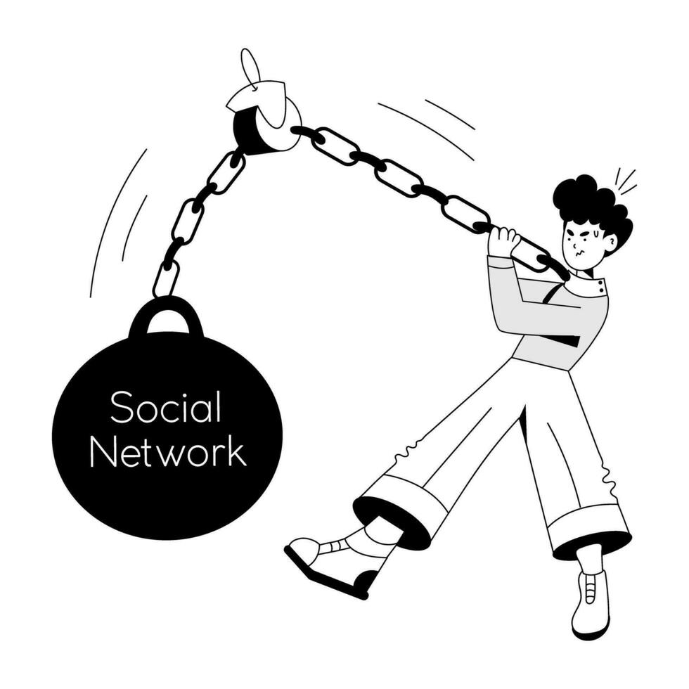 Trendy Social Addict vector