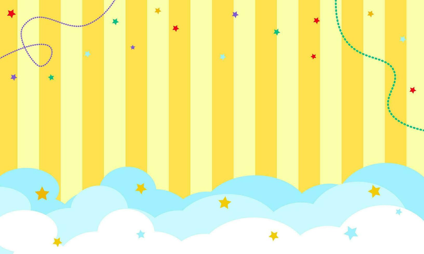 Cartoon background for children with colorful stars and cloud vector