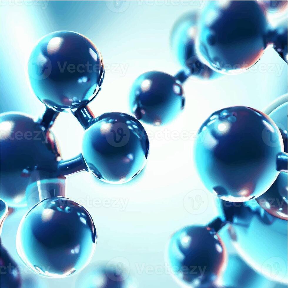 Vector Cosmetic essence, liquid bubble, molecule antioxidant of liquid bubble on water 3d background. photo