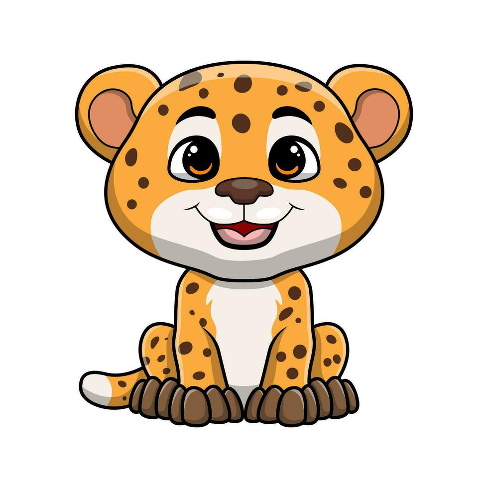 Cute leopard cartoon on white background vector