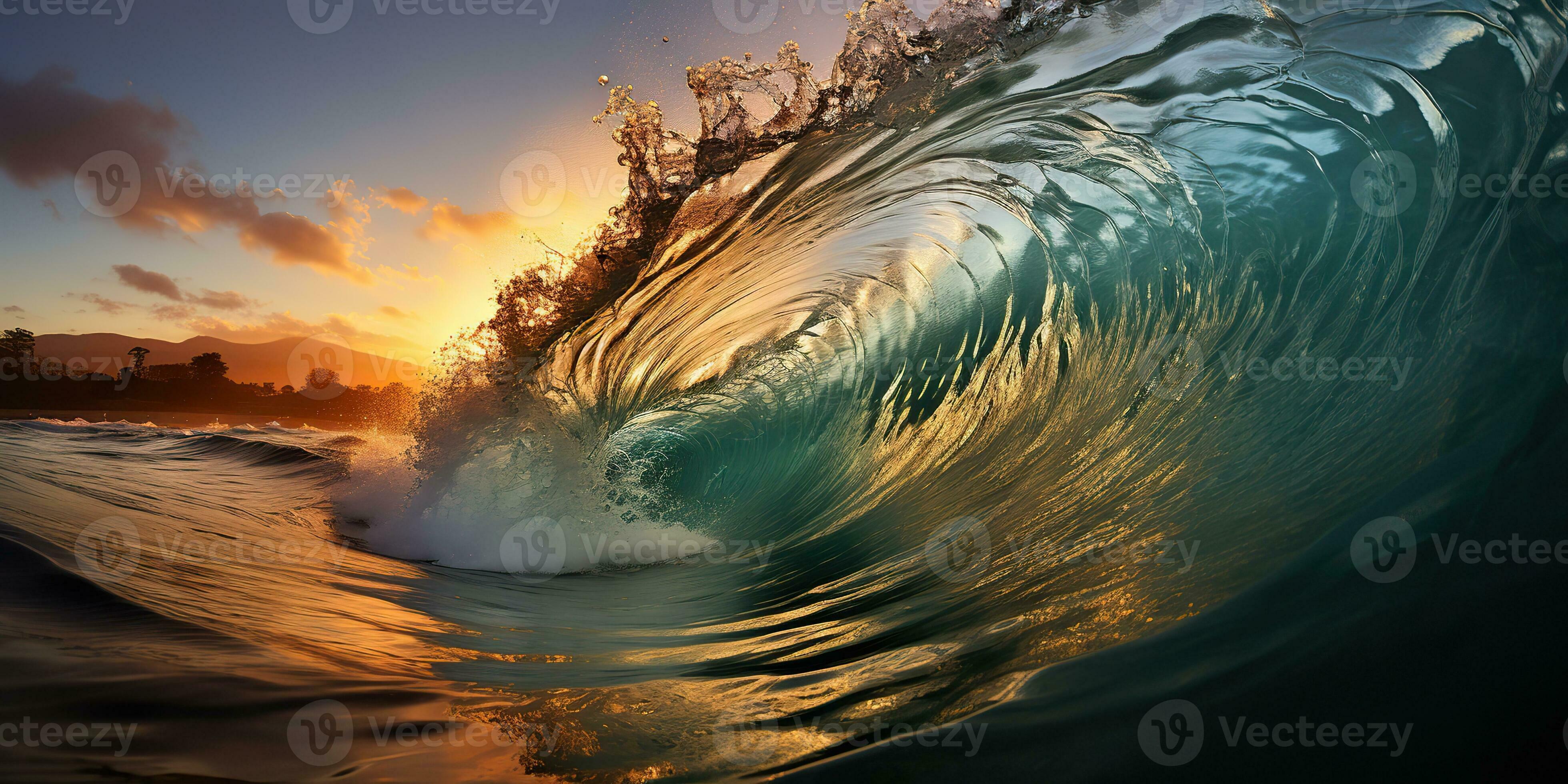 Premium AI Image  Surfer in a wave with a large spiral shape in the ocean  generative ai