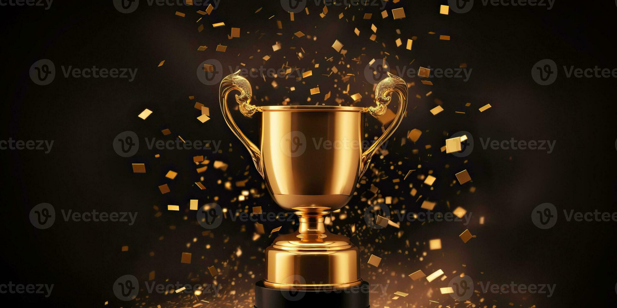 AI Generated. AI Generative. Golden reward trophy prize competition champion first place mock up. Graphic Art photo
