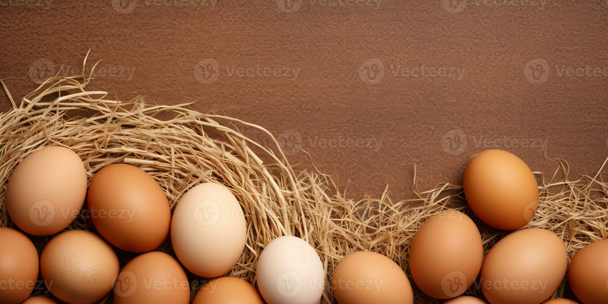 AI Generated. AI Generative. Eco organic chicken hen eggs template background mock up. Graphic Art photo