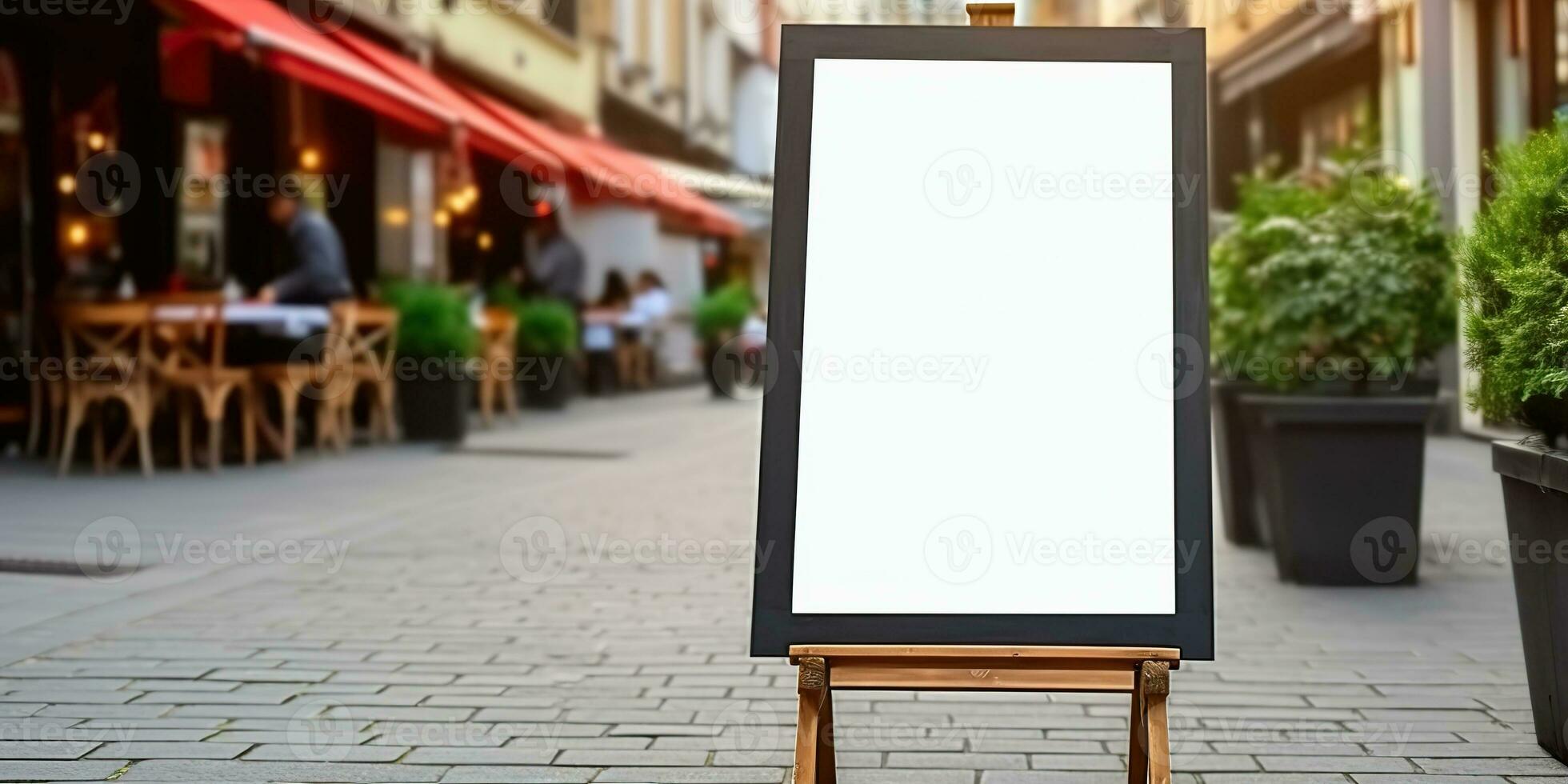 AI Generated. AI Generative. Shop restaurant cafe billboard mock up blank sign template banner for promotion. Graphic Art photo