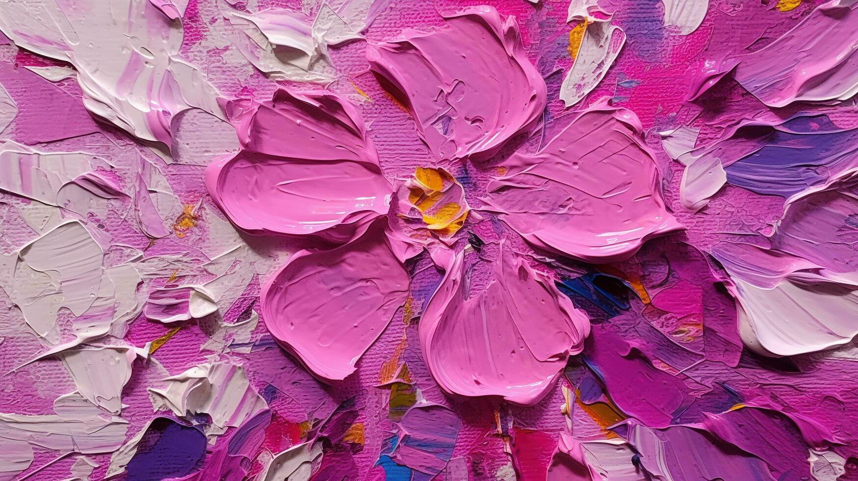 Generative AI, Closeup of impasto abstract rough viva magenta color art painting texture photo