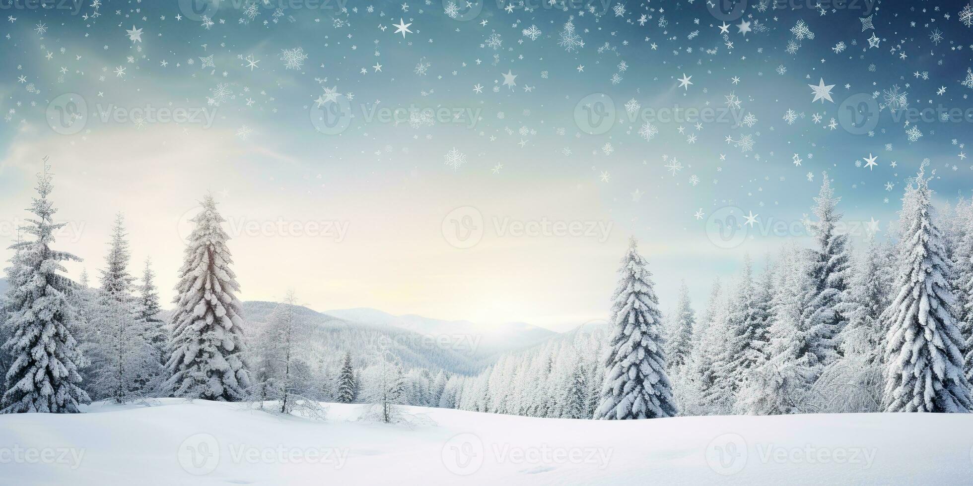 AI Generated. AI Generative. Merry christmas xmas new year winter holiday forest landscape. Graphic Art photo