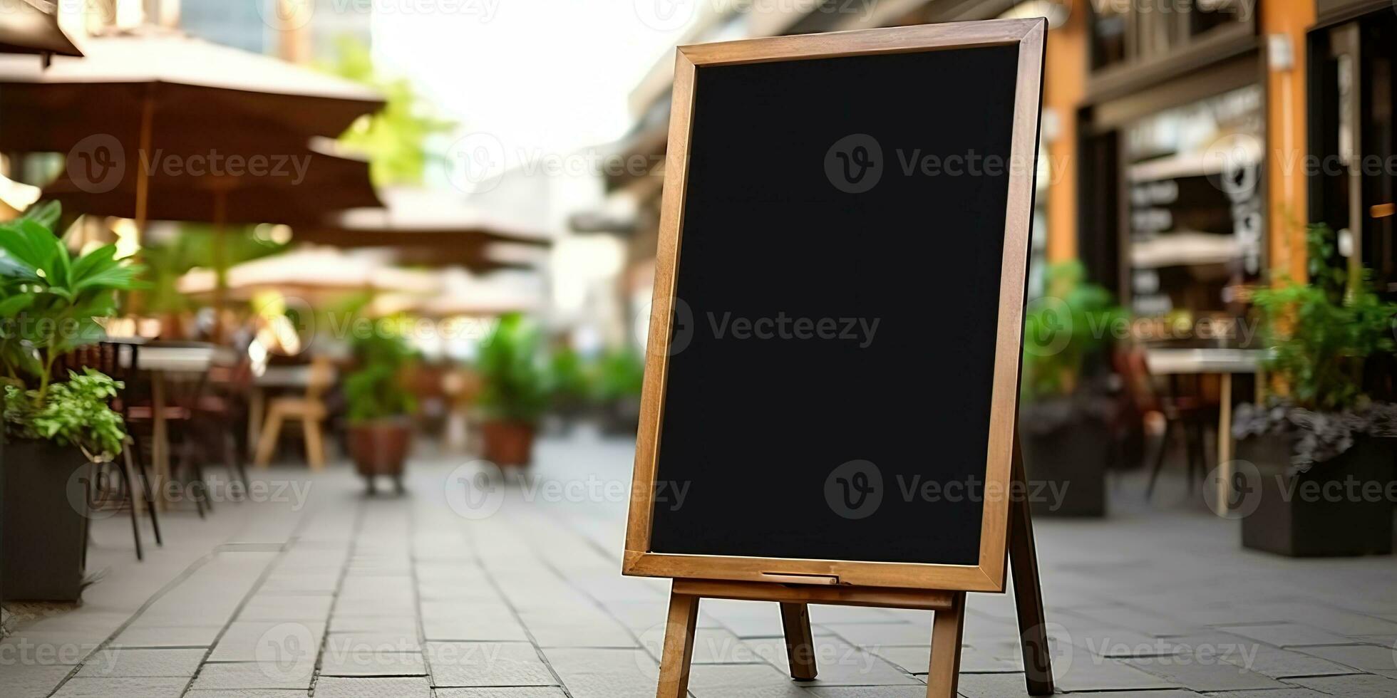 AI Generated. AI Generative. Shop restaurant cafe billboard mock up blank sign template banner for promotion. Graphic Art photo