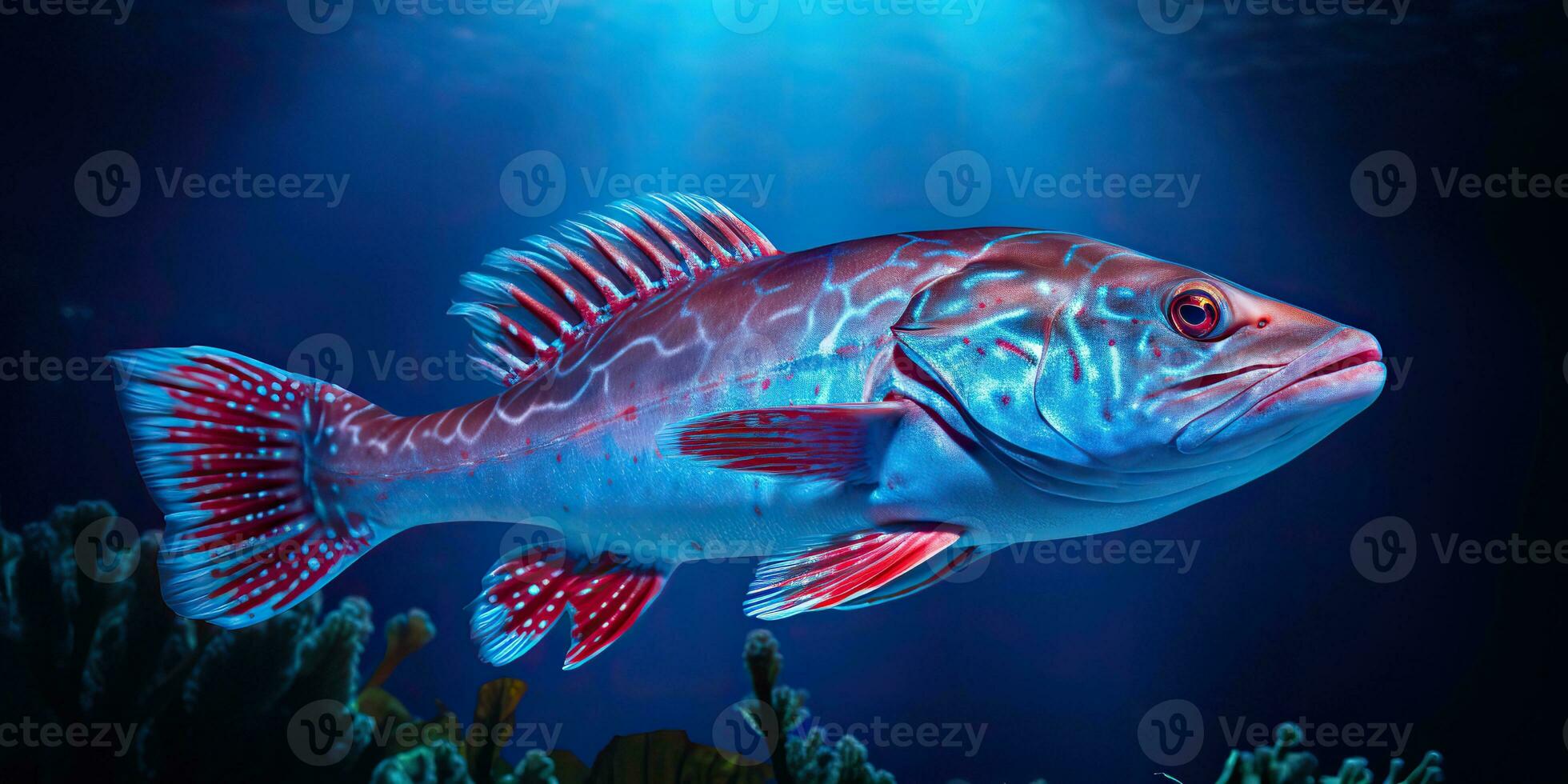 AI Generated. AI Generative. Realistic photo illustration of atlantic cod fish. Fishing underwater wild nautical world. Graphic Art