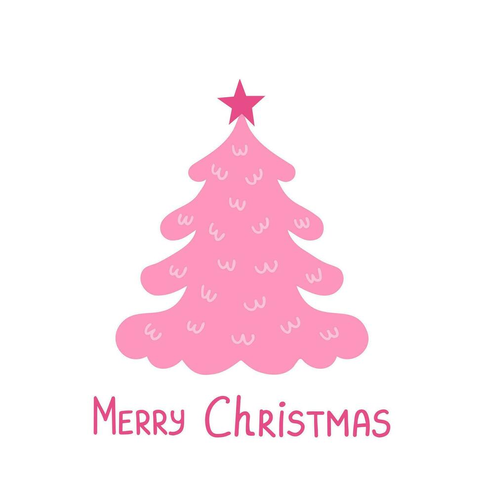 pink christmas tree, fir. Illustration for printing, backgrounds, covers and packaging. Image can be used for greeting cards, posters, stickers and textile. Isolated on white background. vector