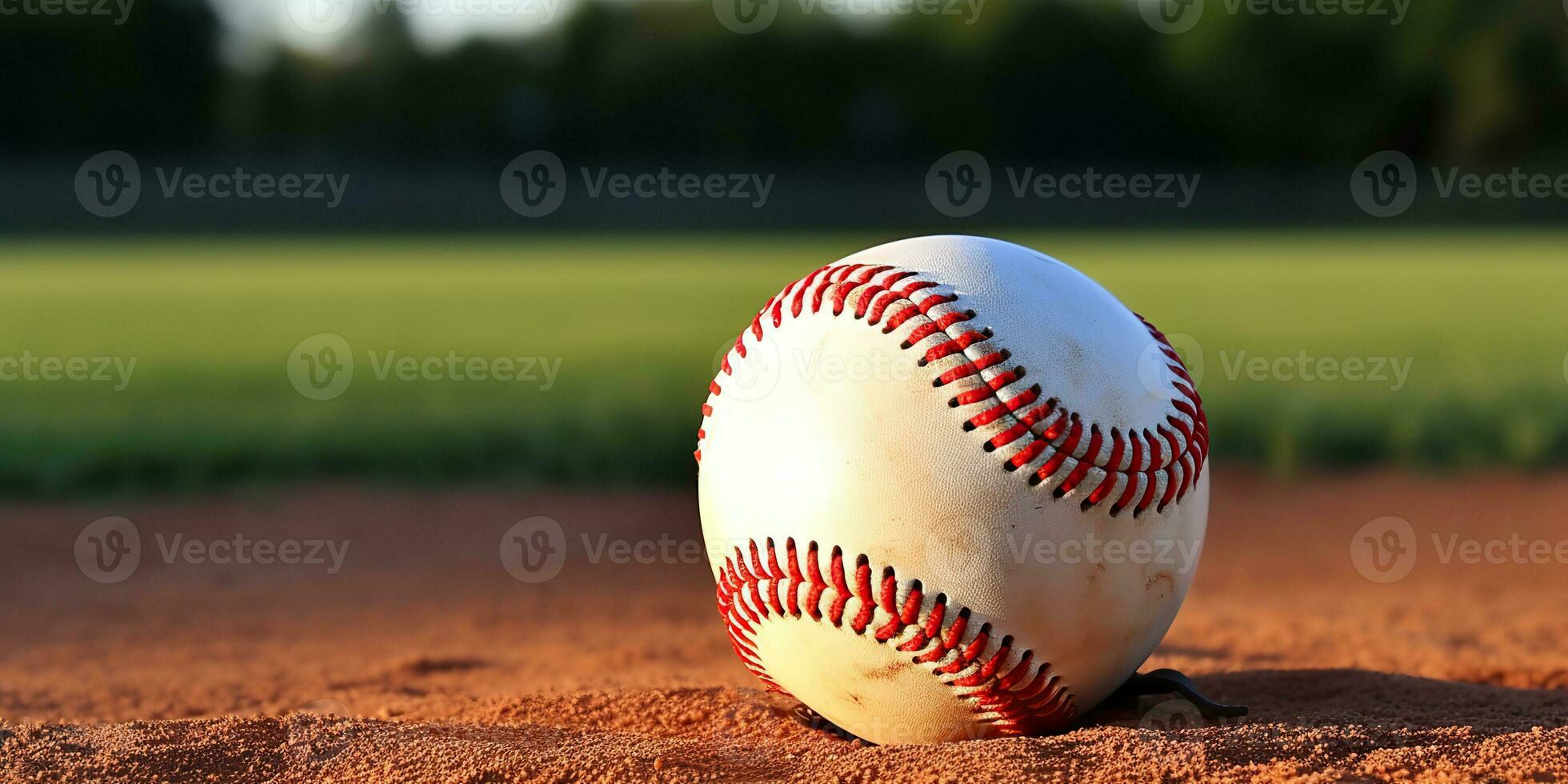 AI Generated. AI Generative. Vintage retro american traditional game sport activity baseball ball on field grass base background. Graphic Art photo