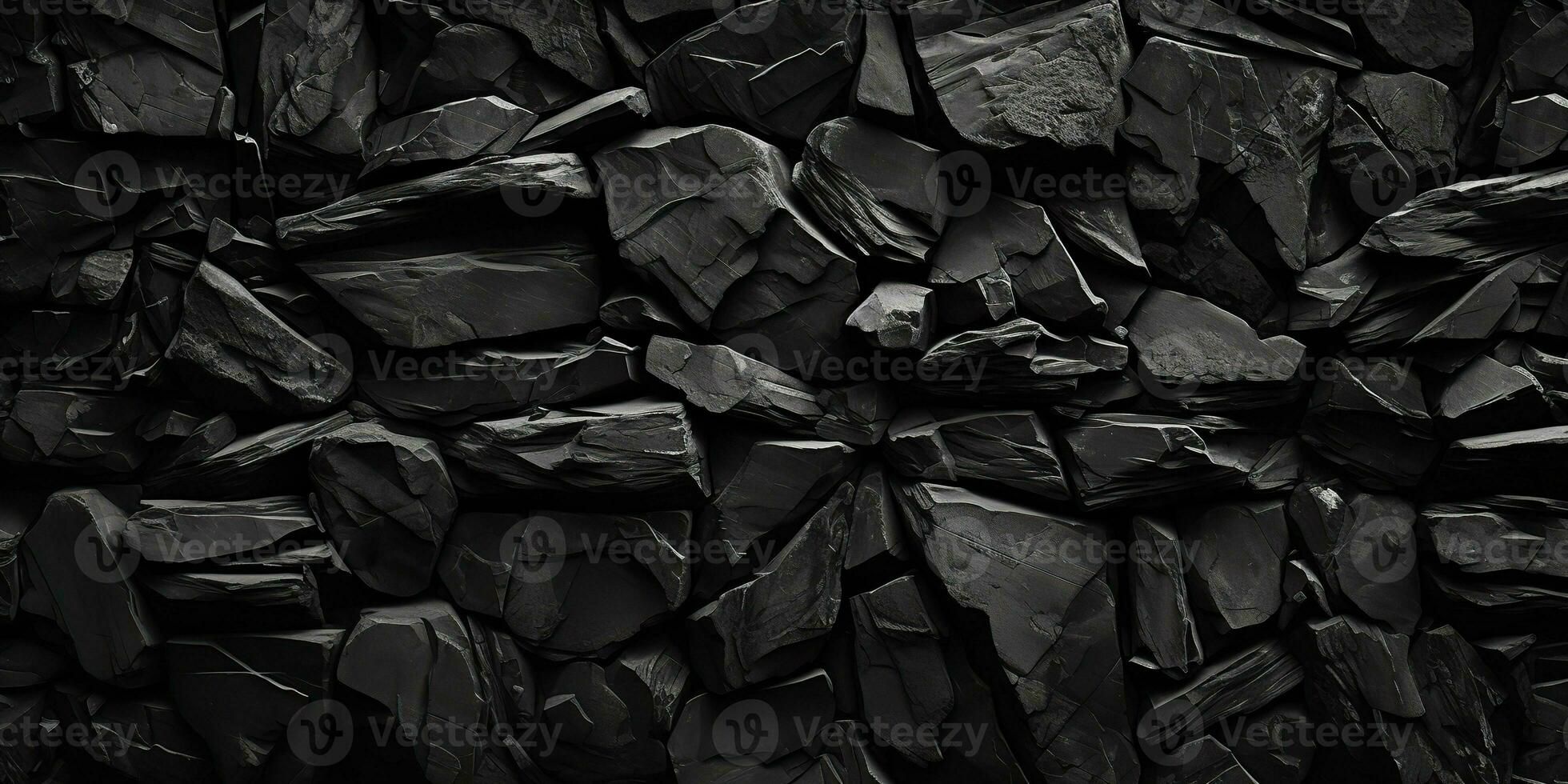 AI Generated. AI Generative. Black grey brock rock marble stone wall decoration background. Graphic Art photo