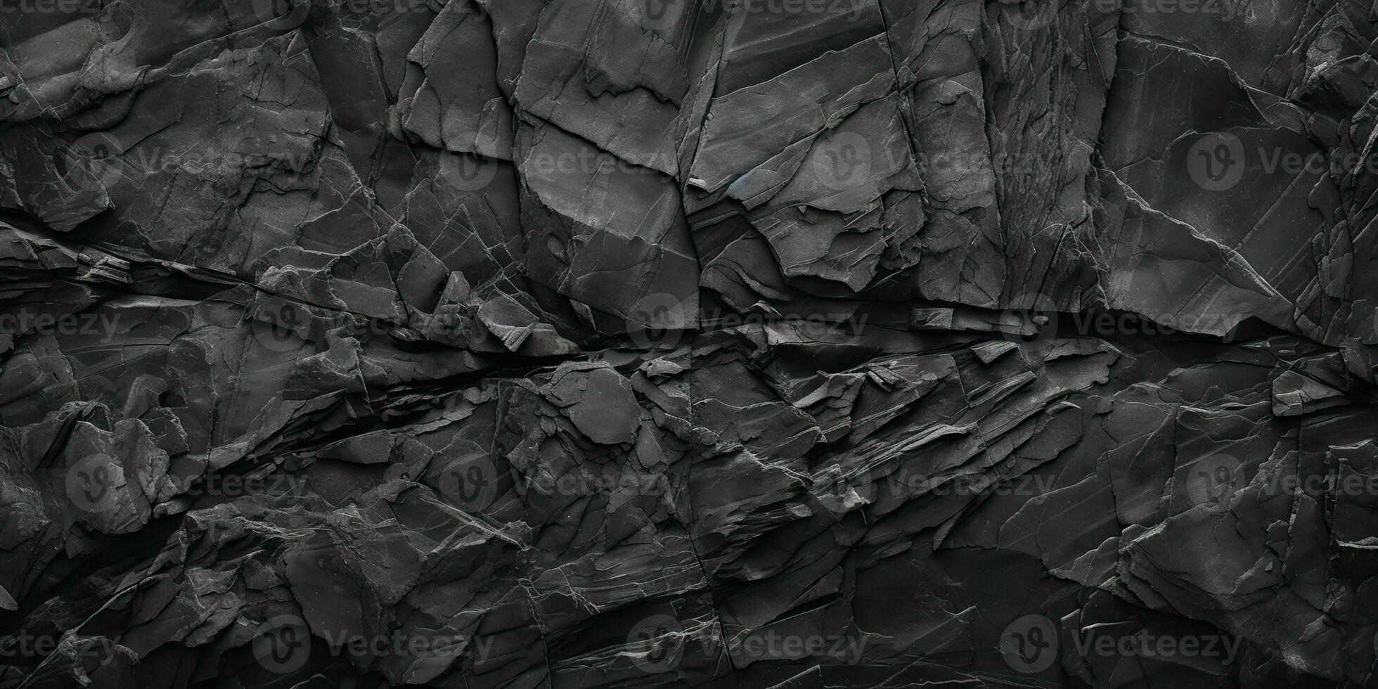 AI Generated. AI Generative. Black grey brock rock marble stone wall decoration background. Graphic Art photo