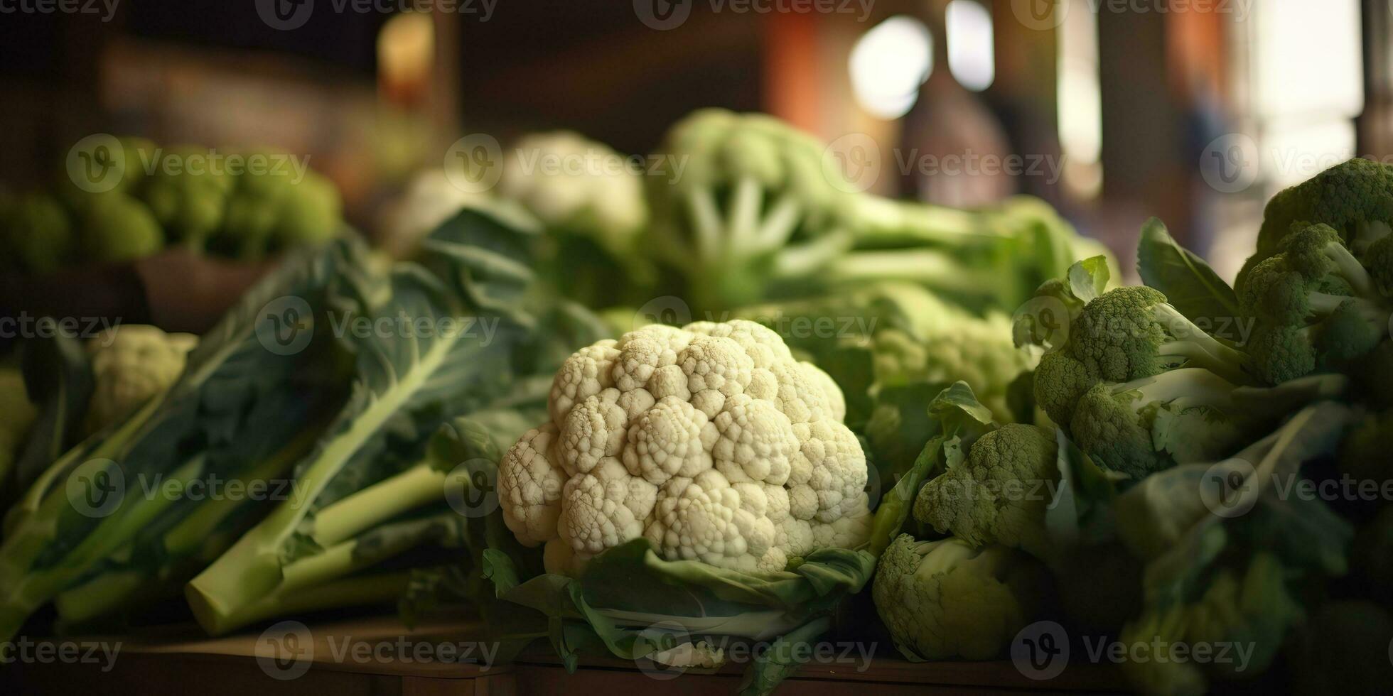 AI Generated. AI Generative. Fresh green white eco organic cauliflower vegetable food. Store promotion background. Graphic Art photo